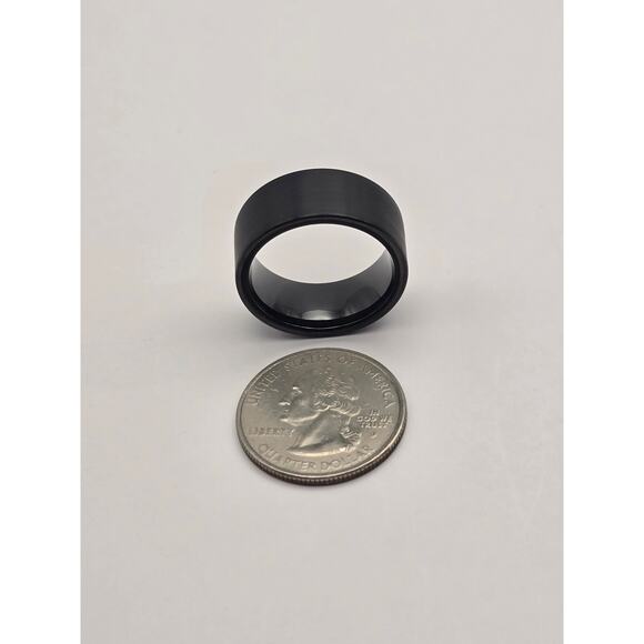 Men’s 10mm Black Tungsten Carbide Ring– Size 10 – Brushed Finish – Comfort Fit - Picture 2 of 2